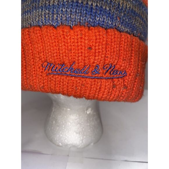 MITCHELL & NESS OKC OKLAHOMA CITY THUNDER BASKETBALL BEANIE CAP ORANGE BLUE - Picture 4 of 8